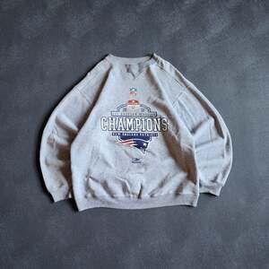Vintage 2001 New England Patriots AFC East Champions Reebok Grey Sweatshirt XL